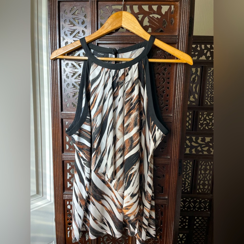 Halter Neckline Brown Zebra Patterned Top